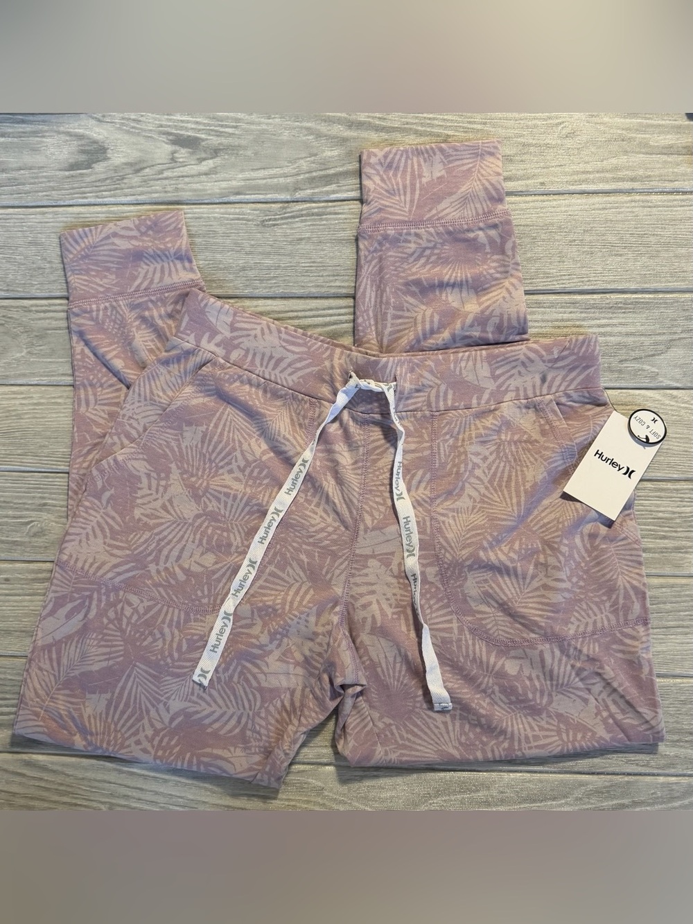Hurley Lavender Palm-Print Leggings
